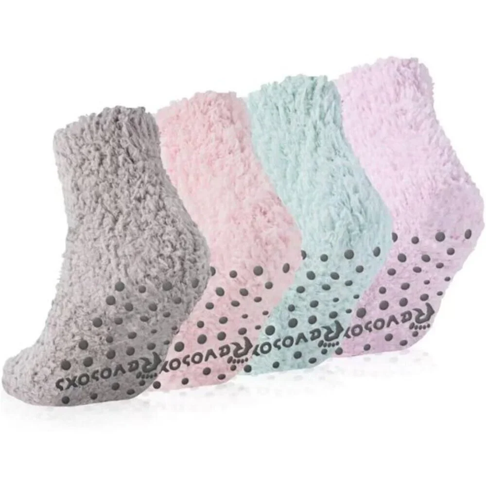 Fuzzy Grip Socks for Women & Men Thick Non-Slip Warm Slipper Hospital Socks